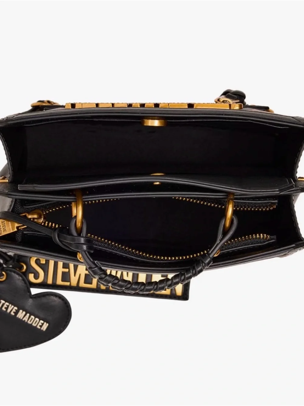 Steve Madden Leopard Print Satchel with Black Trim and Gold Accents